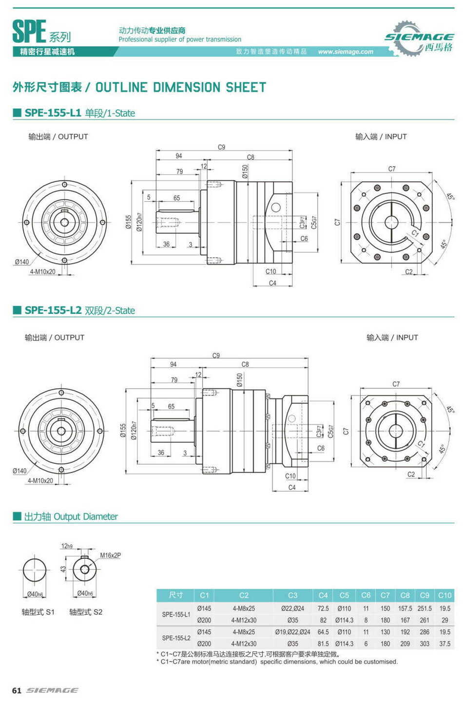 西馬格精密行星減速器SPE180